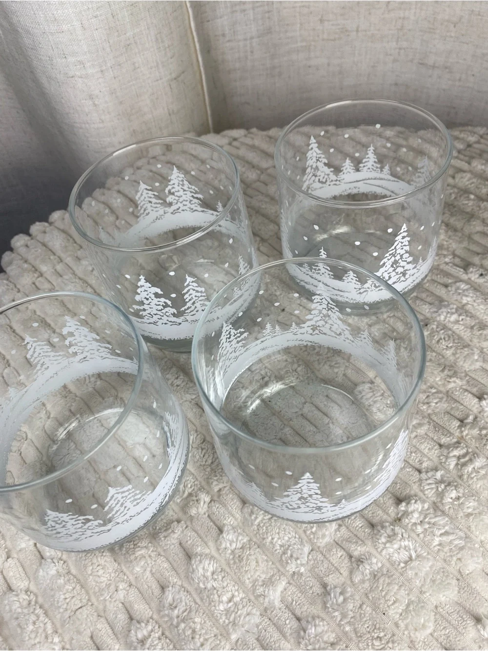 VTG 1980s Libbey Winterland Snowy Pines Rocks Glasses - Set of 4